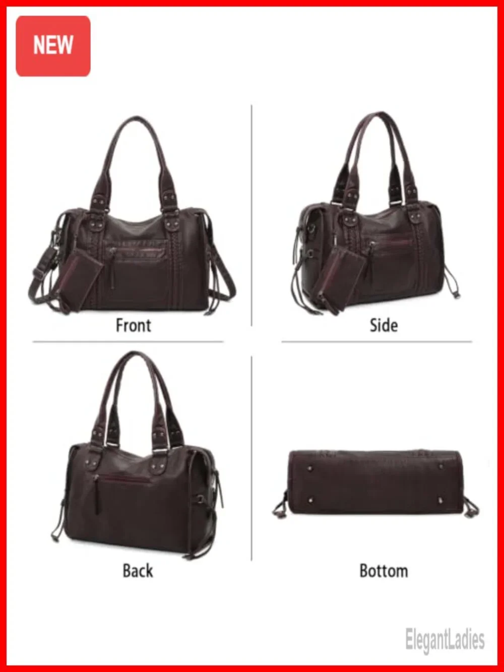 Vegan Leather Hobo Shoulder Bag, Y2K Vintage Tote, Convertible Crossbody, Large